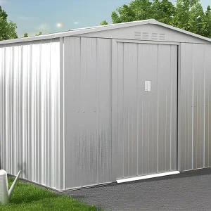 Abrigo de jardim de 4,91 m² em ço galvanizado cinza - LINUS
