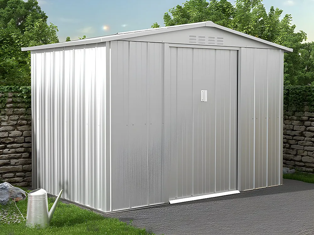 Abrigo de jardim de 4,91 m² em ço galvanizado cinza - LINUS