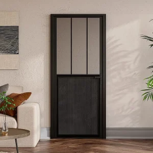 Porta de bloco atelier reversível alumínio, MDF e vidro temperado A204xL83 cm - ERMELO