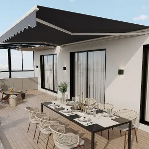 Toldo retrátil motorizado com semicaixa 4 x 3 m antracite COFANA