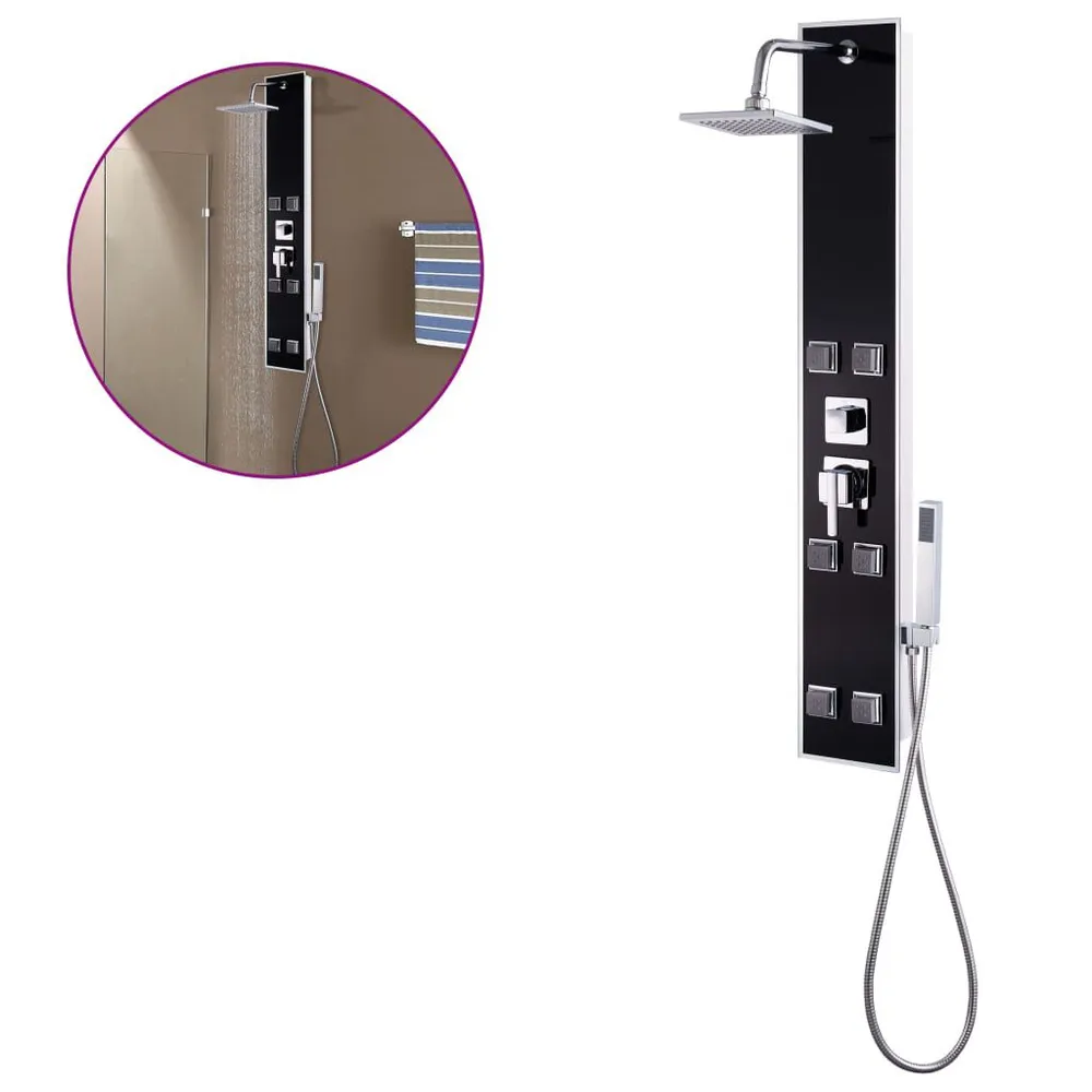 Coluna de duche em vidro 18x42,1x120 cm preto