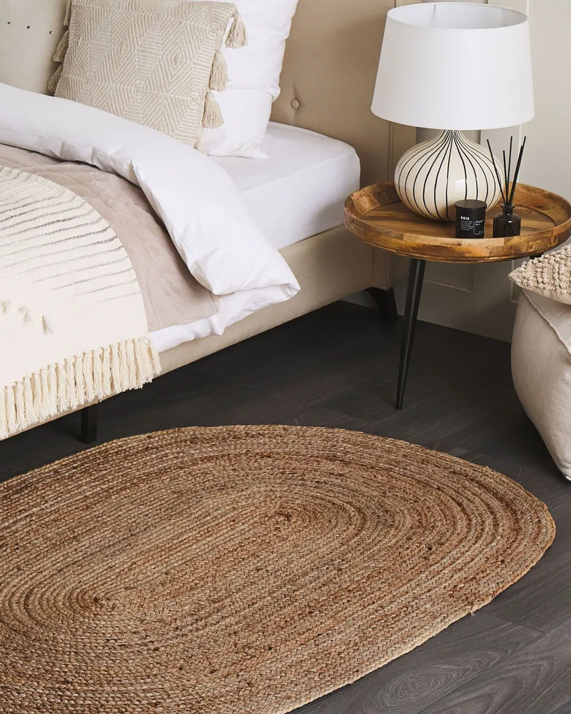 Coxim do Motor Tapete de juta creme 100 x 150 cm DEMIRCI