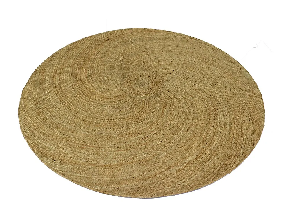 Tapete redondo 100% juta entrançada espiral D150 cm cor orgânico - KESIA com Kit de Parafusos