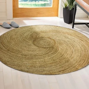 Tapete redondo 100% juta entrançada espiral D150 cm cor orgânico - KESIA com Kit de Parafusos