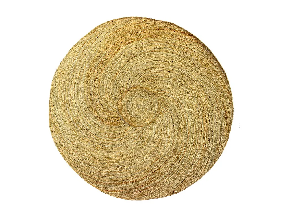 Tapete redondo 100% juta entrançada espiral D150 cm cor orgânico - KESIA com Kit de Parafusos