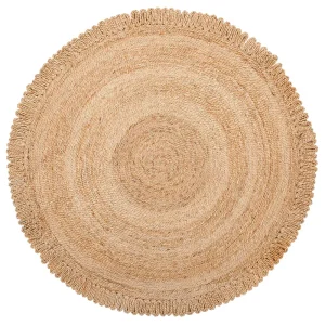 Tapete redondo de juta creme ⌀ 140 cm ERENCE com Compressão Ajustável