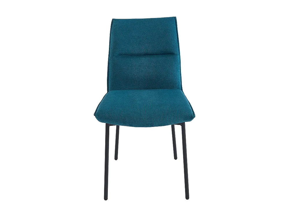 Conjunto de 6 cadeiras tecido e metálico preto, cor azul - ETIVAL