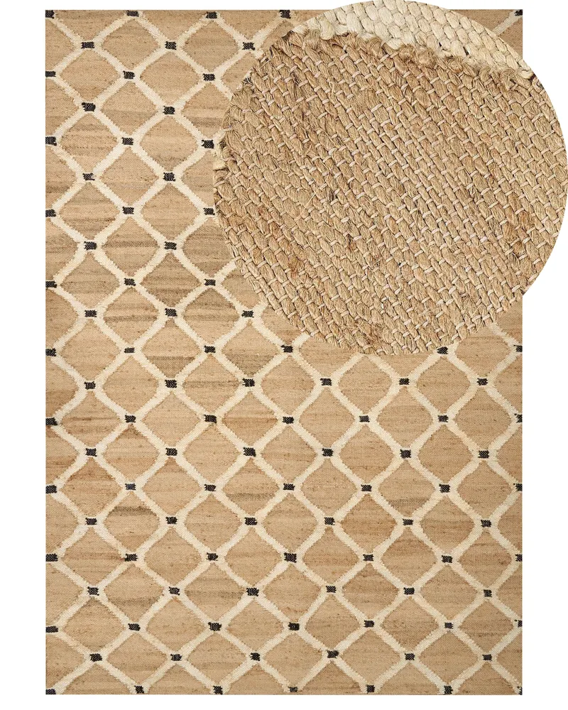 Tapete em juta creme 160 x 230 cm KALEKOY