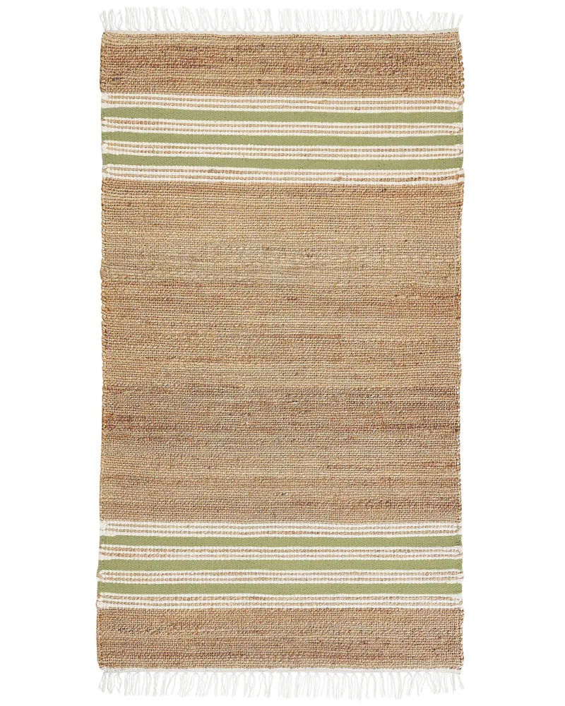 Tapete em juta creme e verde 80 x 150 cm MIRZA