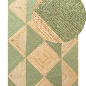 Tapete em juta creme e verde 160 x 230 cm CALIS