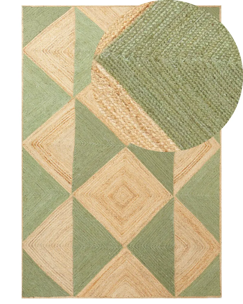 Tapete em juta creme e verde 160 x 230 cm CALIS
