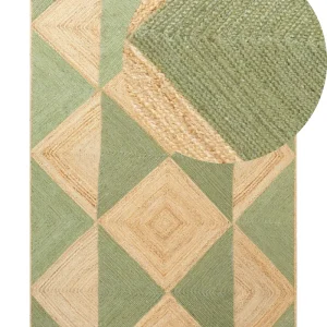 Tapete em juta creme e verde 200 x 300 cm CALIS