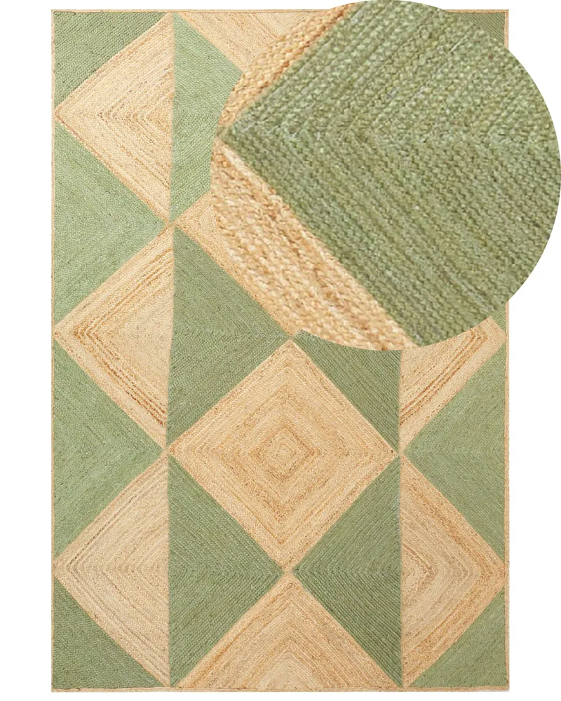 Tapete em juta creme e verde 200 x 300 cm CALIS