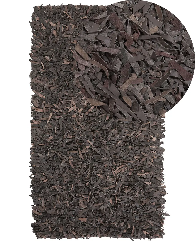 Tapete de pele genuína castanha 80 x 150 cm MUT