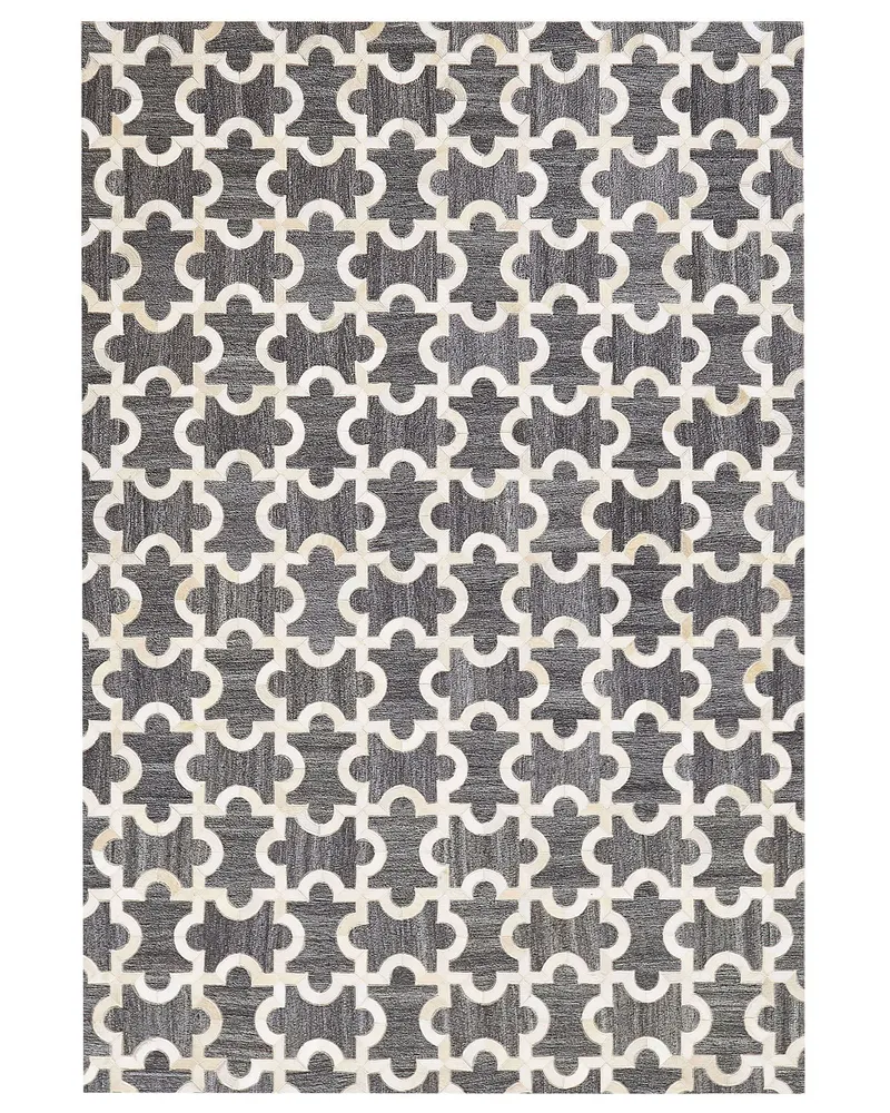 Tapete de pele genuína cinzenta e creme 160 x 230 cm YEDISU