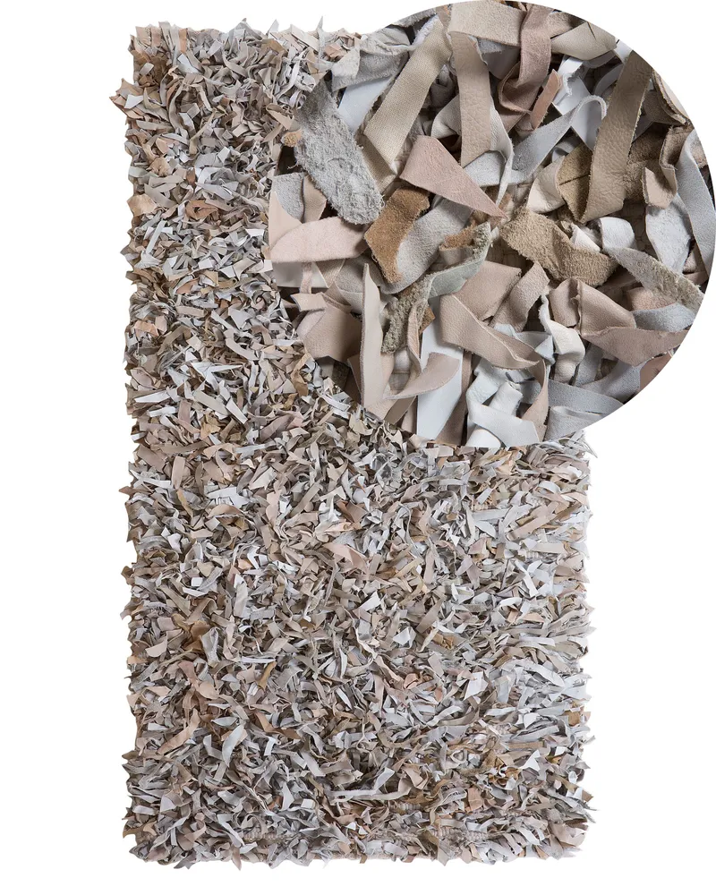 Tapete de pele genuína creme visível 80 x 150 cm MUT