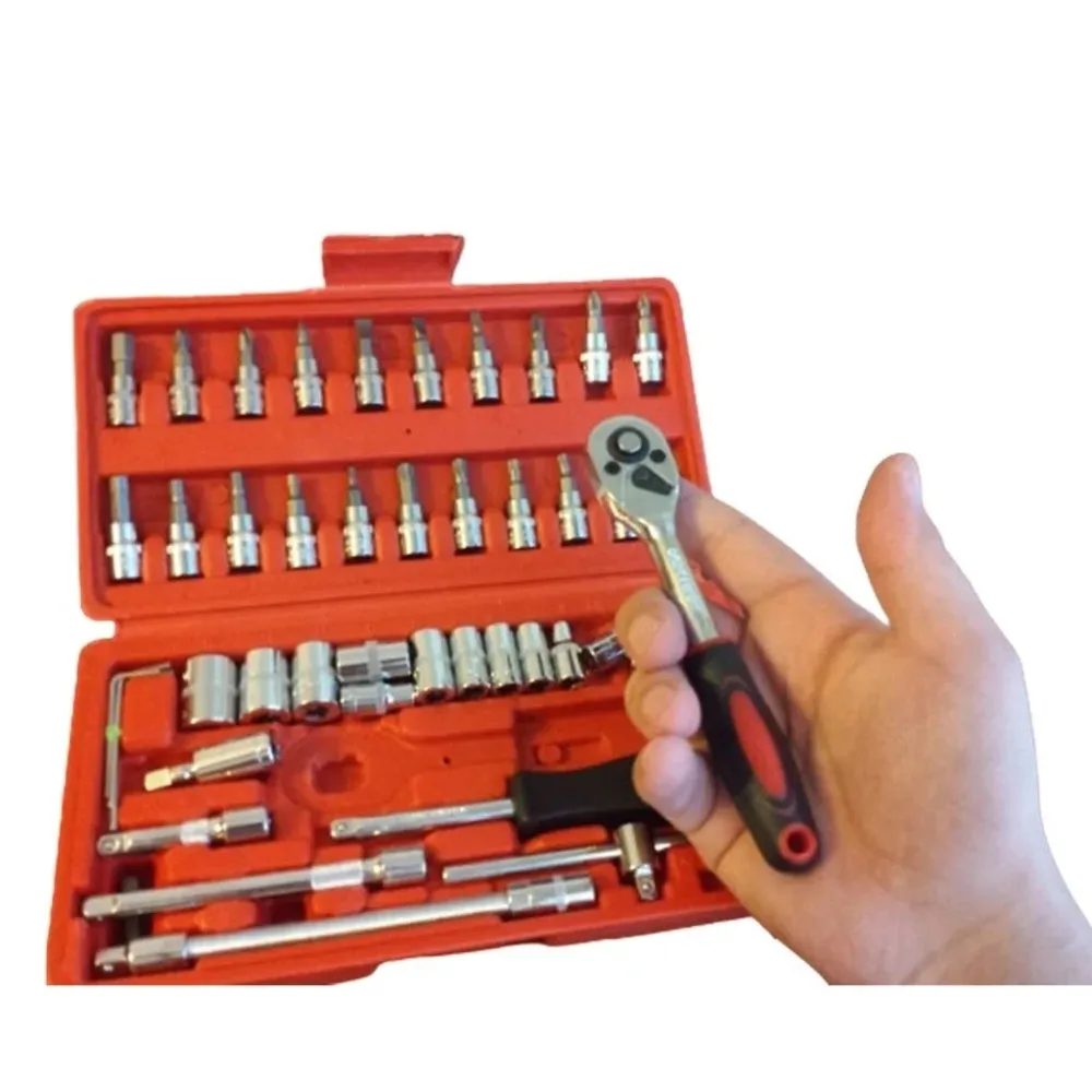 Kit Ferramentas Completo de 46 Peças de ço com Maleta
