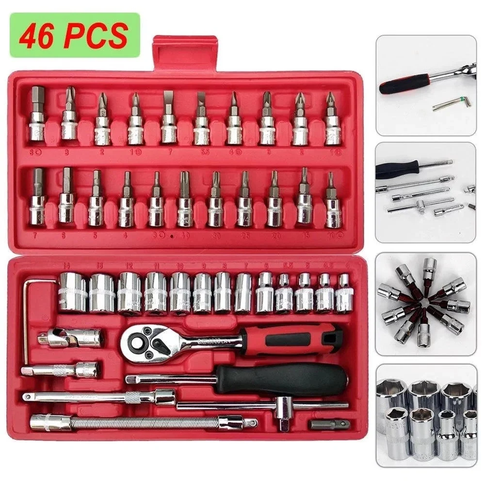 Kit Ferramentas Completo de 46 Peças de ço com Maleta