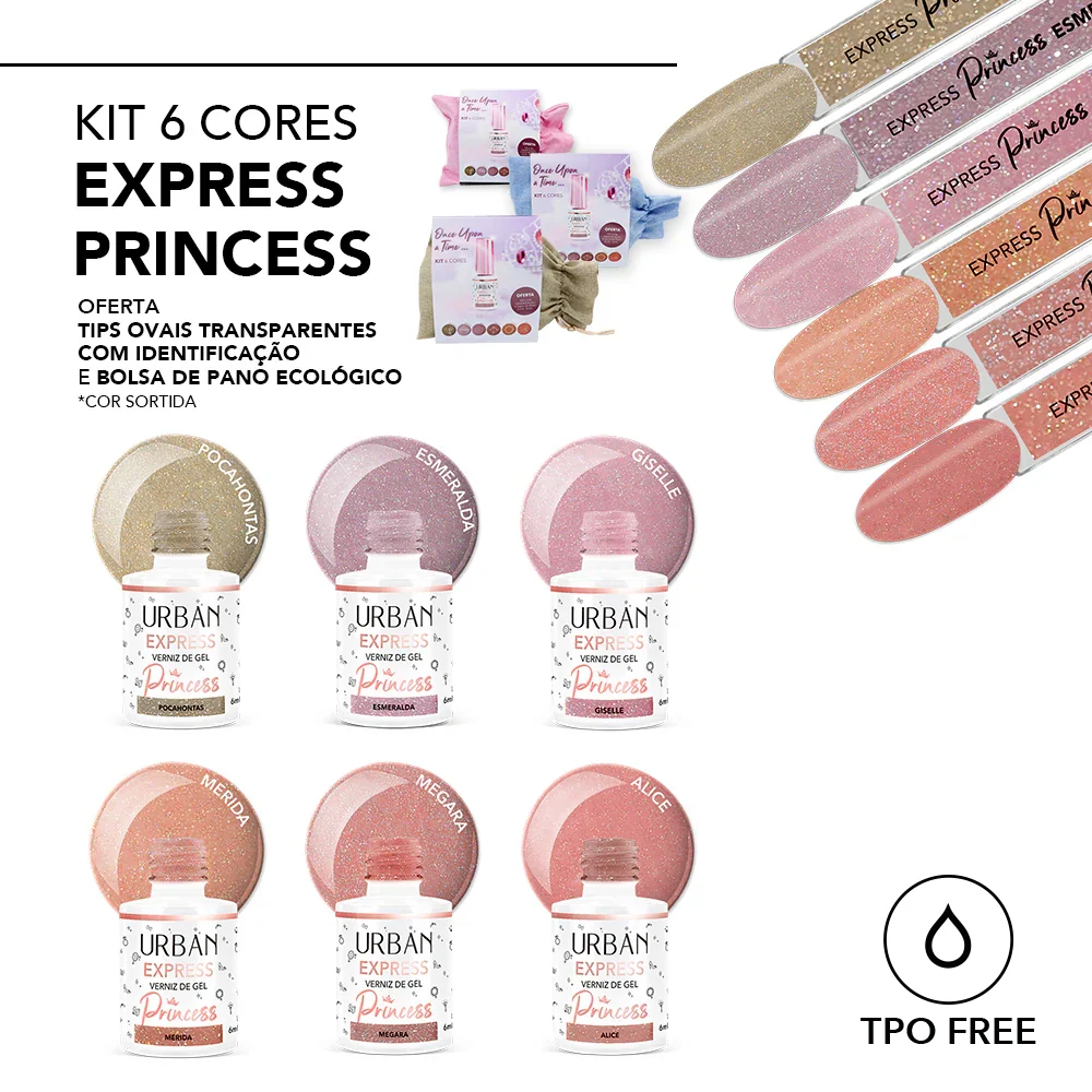 Kit Verniz Gel 6 Cores Express Princess - 2ª Edição com Altura Reduzida