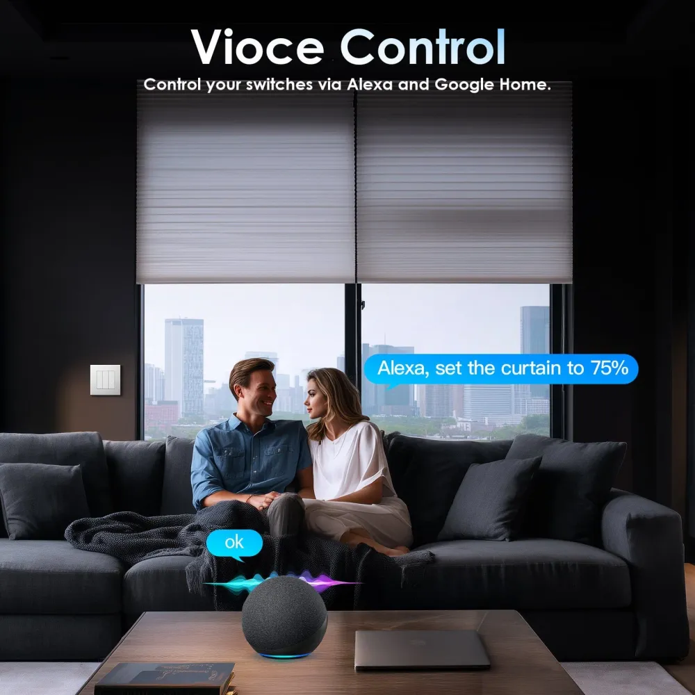 Bseed Echo Smart Wifi light switch com Wifi Roller Shutter Switch, compatível com Tuya, Alexa e Google Assistant, interrup...