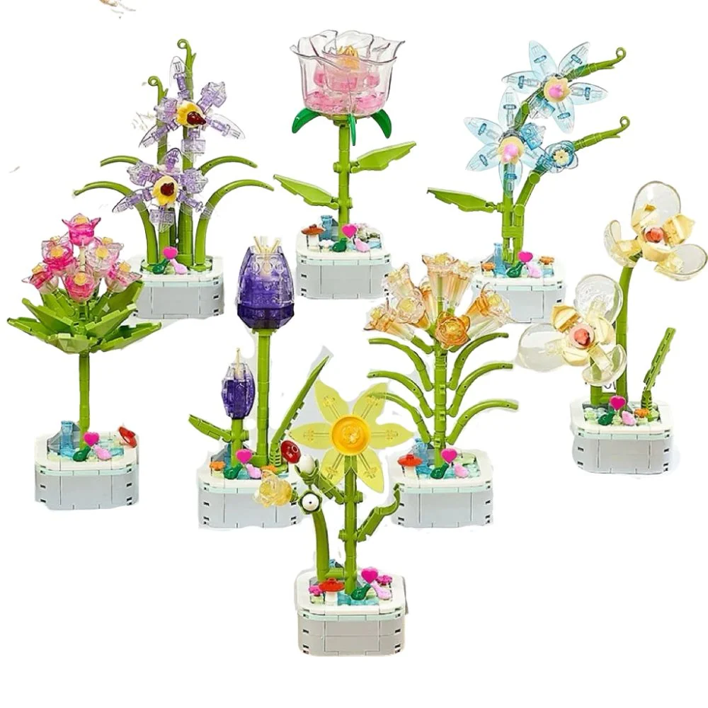 Kit Floral de Cristal Nº103 Arranjo para Fixar em Blocos de Construção