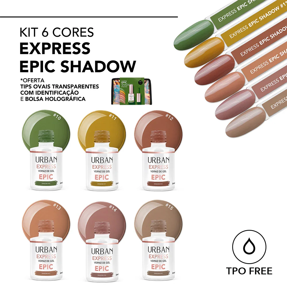 Conversor para LED Kit Verniz Gel 6 Cores Express Epic Shadow (#10 #15)
