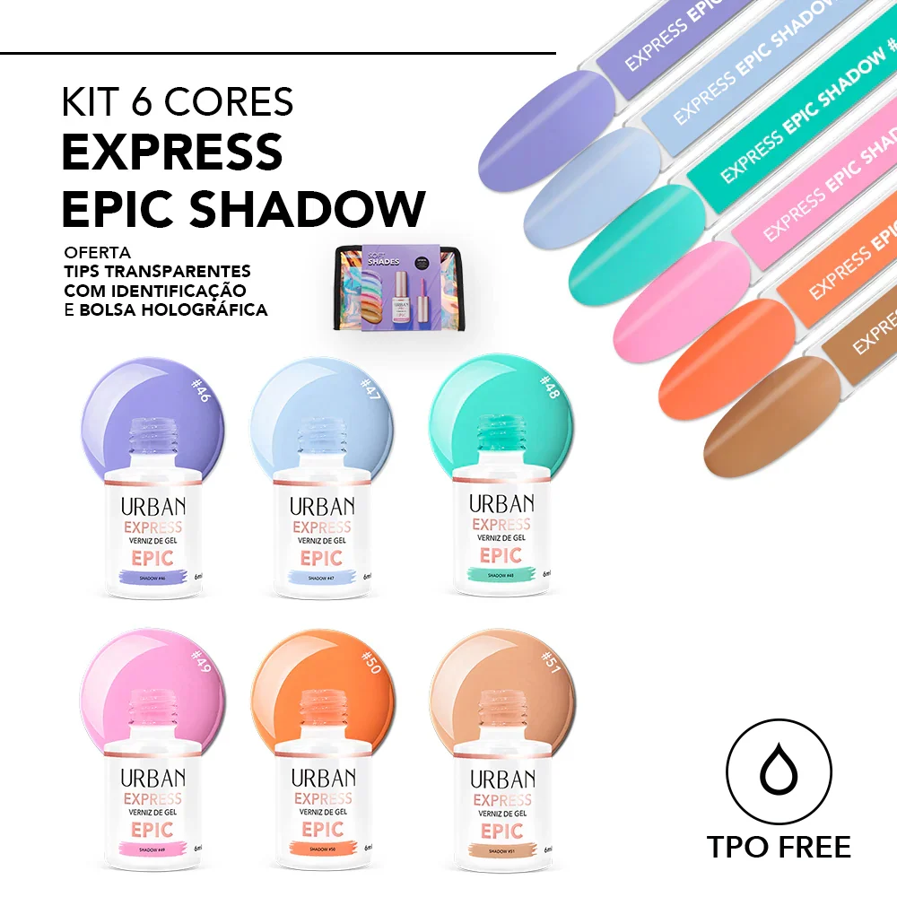 Kit Verniz Gel 6 Cores Express Epic Shadow Macio Shades (#46 #51)
