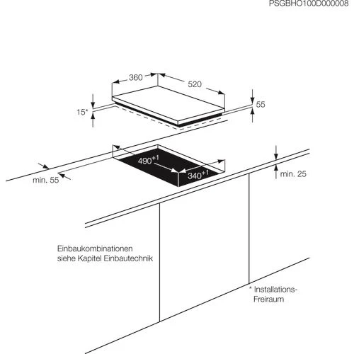 Placa de Indução AEG HC452401EB | Elétrica | 36 cm | 2 Zonas | Preto para Ignição Eletrônica