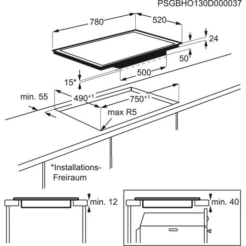 Vela de Ignição Placa de Indução AEG HK874400FB | Elétrica | 78 cm | 4 Zonas | Preto
