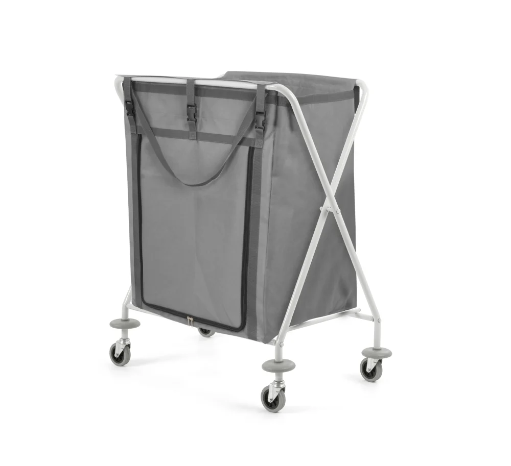 TTS Carro de Roupa Dust Titan Linho TrolleyCromado com Saco 200 L e Amortecedores Ø 80 mm