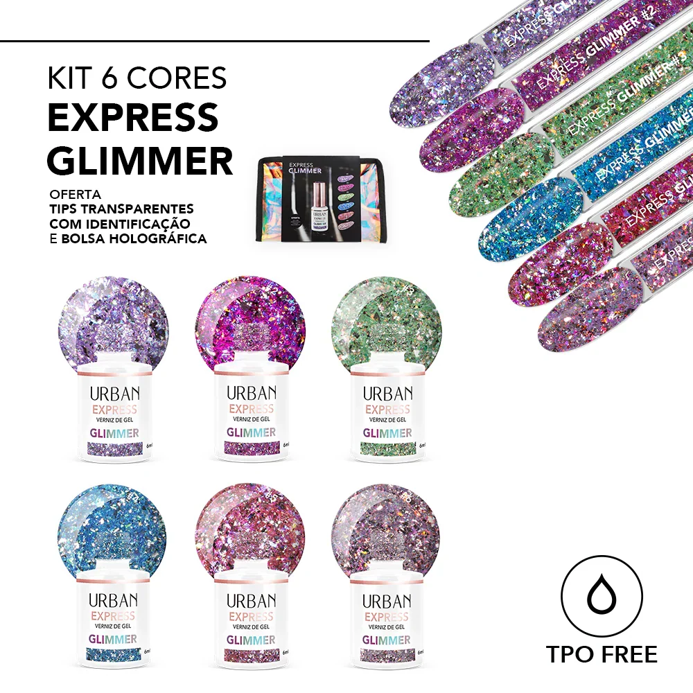 Kit de Reparo de Kit Verniz Gel 6 Cores Express Glimmer (#1 #6)
