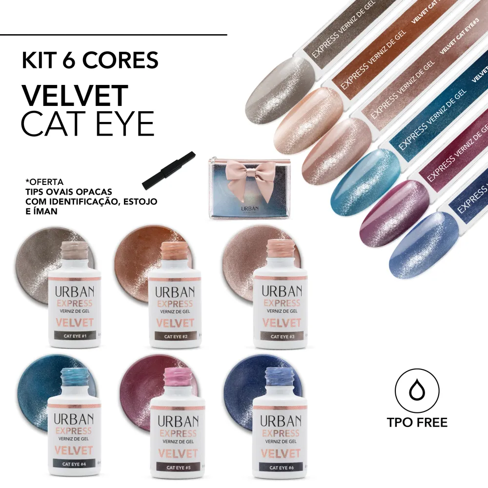 Kit Verniz Gel 6 Cores Express Tecido macio Cat Eye (#1 #6)