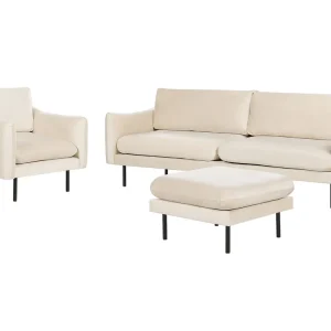Velvet Living Room Set Ottoman Light Beige VINTERBRO