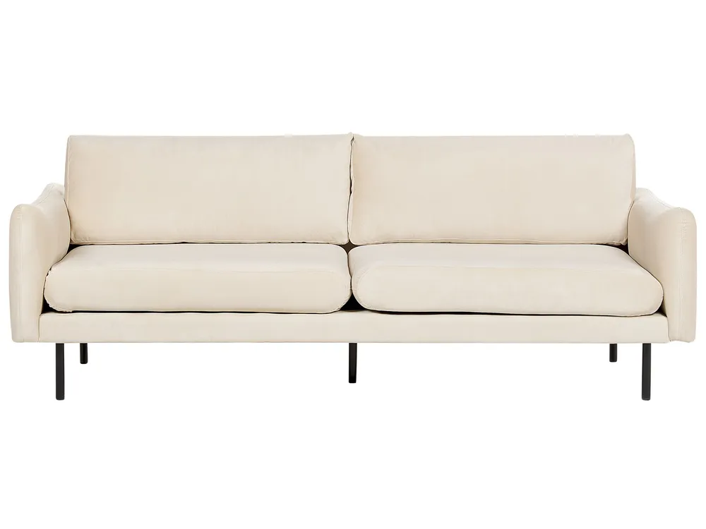 Velvet Living Room Set Ottoman Light Beige VINTERBRO