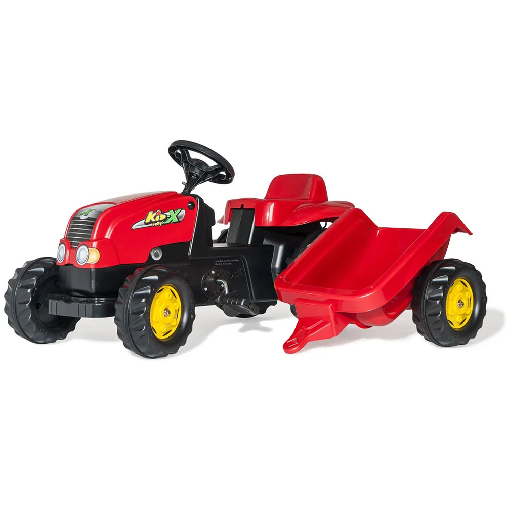 Trator de pedais Rolly Kid com reboque vermelho com Sistema Antifurto