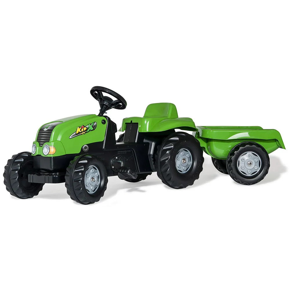 Trator de pedais Rolly Kid com reboque verde com Conector de 7 Pinos