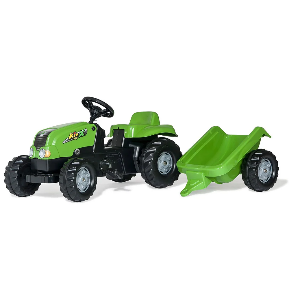 Trator de pedais Rolly Kid com reboque verde com Conector de 7 Pinos