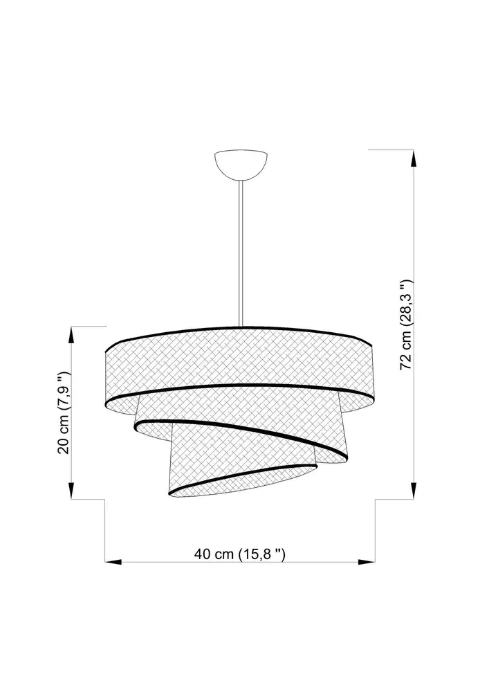 Peç Original de Reposição Suspensão 3 cilindros design oblíquo Inconditus Ø40cm Cinza e Prata