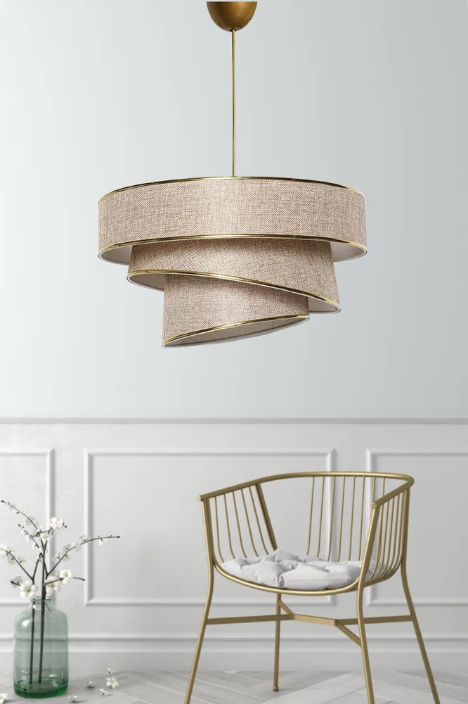 Peç Original de Reposição Suspensão de 3 cilindros design oblíquo Inconditus Ø40cm Bege e Dourado