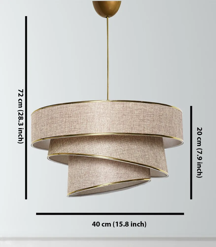 Peç Original de Reposição Suspensão de 3 cilindros design oblíquo Inconditus Ø40cm Bege e Dourado