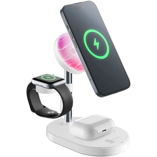 Terminal de Direção Carregador Sem cabos Qi Cellularline Mag Trio - Branco