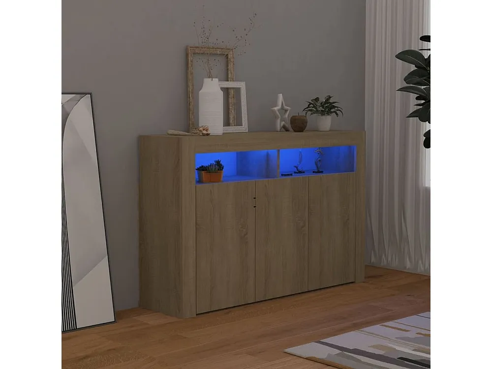 Aparador com luzes LED 115,5x30x75 cm carvalho sonoma