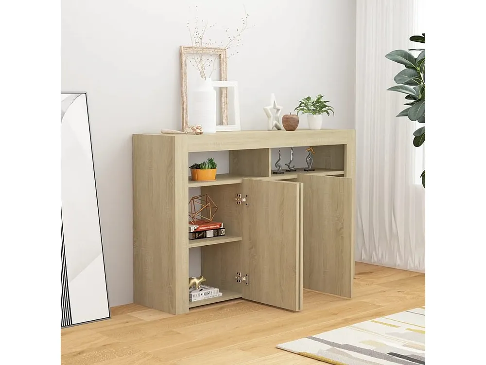 Aparador com luzes LED 115,5x30x75 cm carvalho sonoma