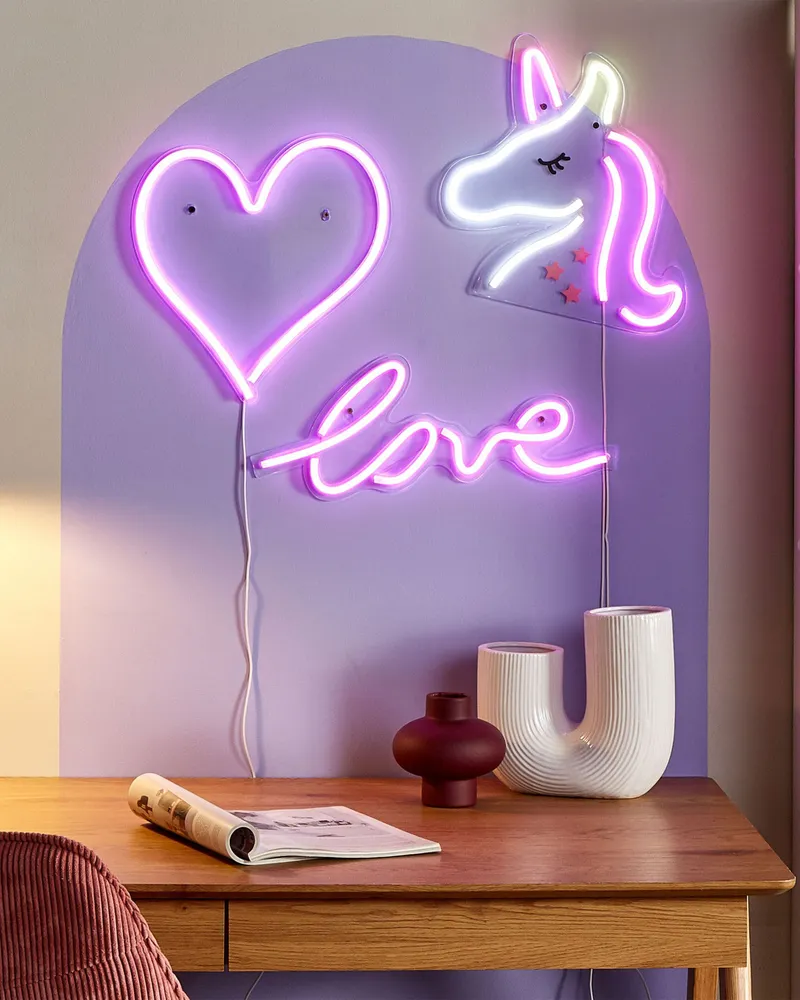 Conjunto de 3 decorações em LED néon rosa SUSIE