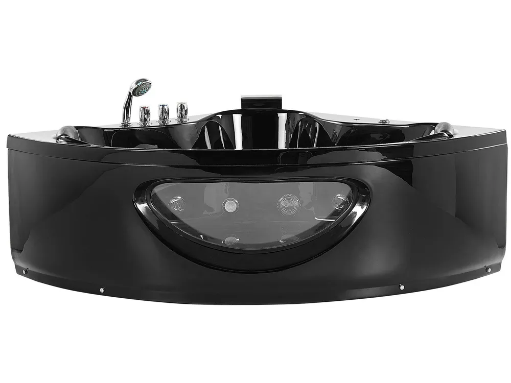 Whirlpool Corner Bath LED 2050 x 1460 mm Negro TOCOA
