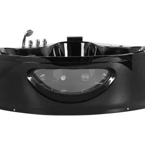 Whirlpool Corner Bath LED 2050 x 1460 mm Negro TOCOA