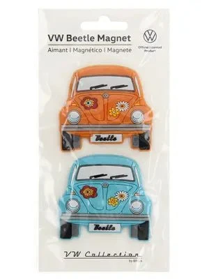 Set Magneti Soft Volkswagen Beetle, 2 Bucati - Portocaliu & Albastru, Model Frontal