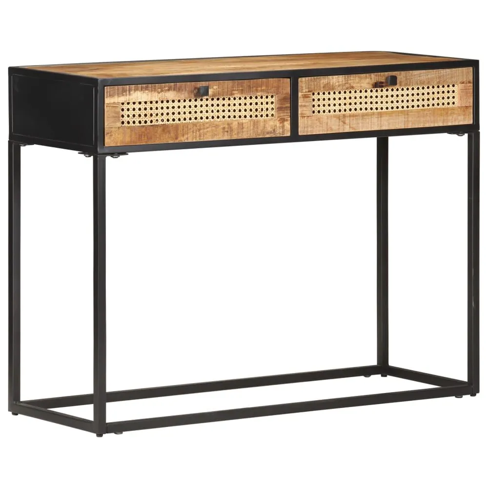 Mesa consola 100x35x75 cm mangueira áspera e palha orgânico