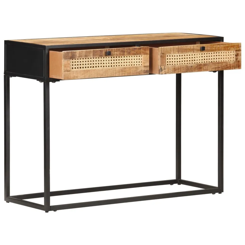 Mesa consola 100x35x75 cm mangueira áspera e palha orgânico