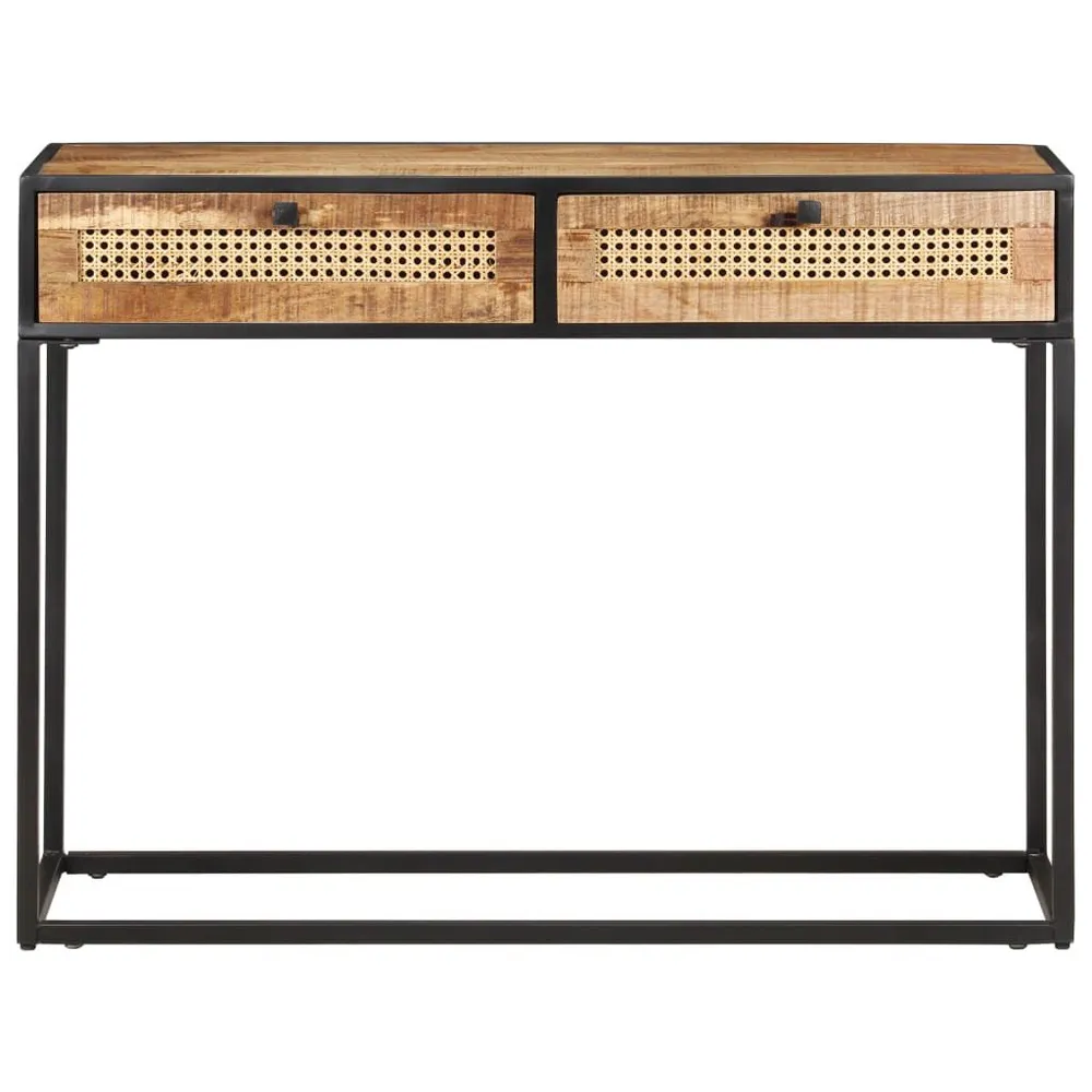 Mesa consola 100x35x75 cm mangueira áspera e palha orgânico